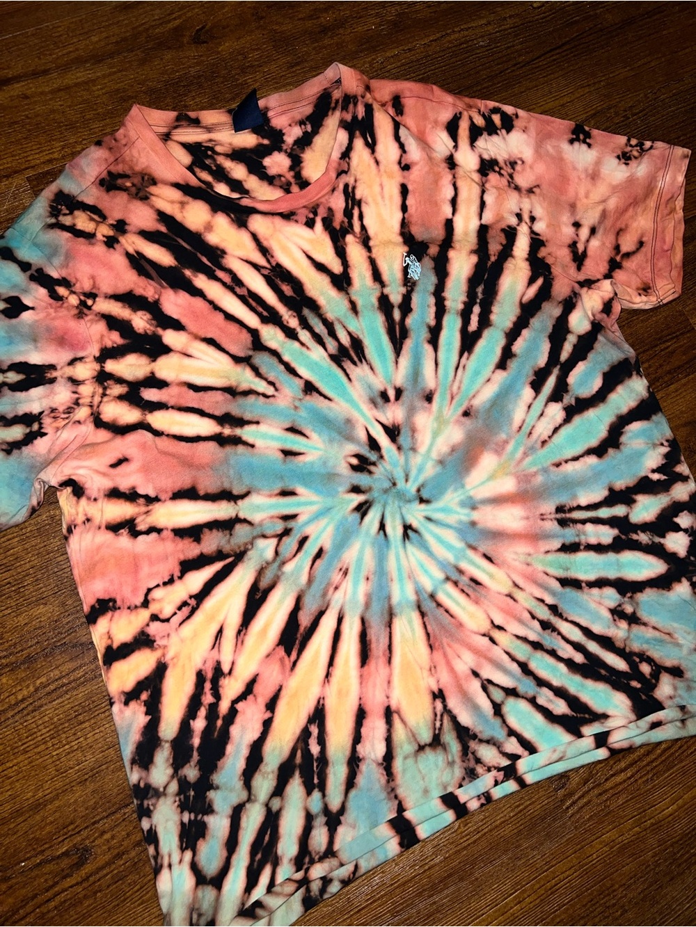 Black Rainbow Handmade Tie Dye Bold Short Sleeve Casual Shirt Size XL - Picture 5 of 6